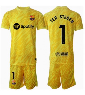 Barcelona Ter Stegen #1 Målvakt Hemmakläder Barn 2024-25 Kortärmad (+ Korta byxor)